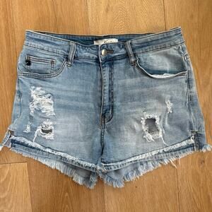 Kan Kan Distressed Cut Off Jean Shorts